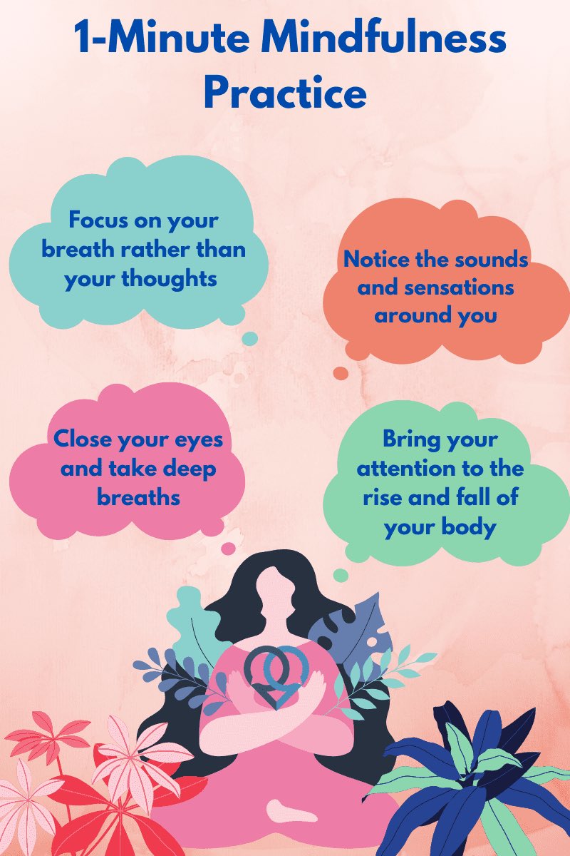 With a new school year approaching, it can be stressful and anxiety inducing for many. It’s important to practice mindfulness to ground yourself &amp; be in the present. Even a minute can make a difference!