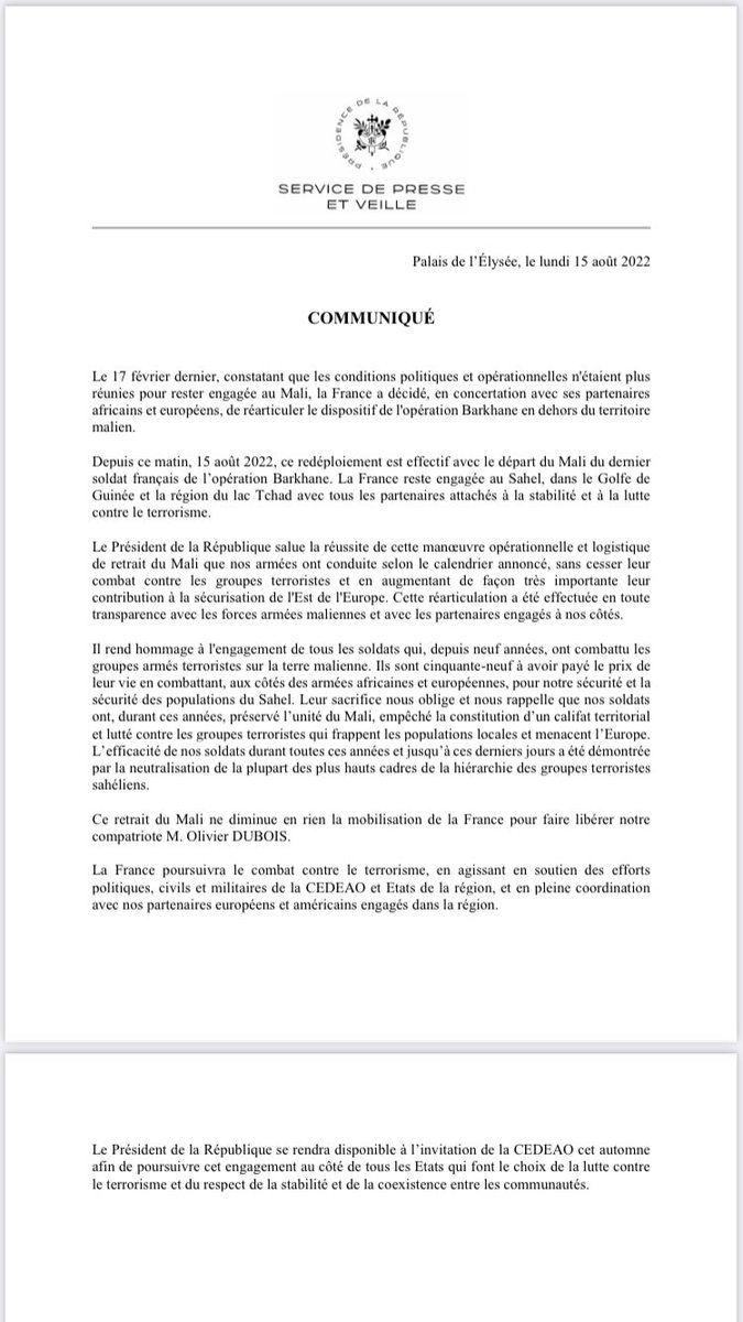 aude_leroy's tweet photo. #Barkhane au #Mali, c’est fini aujourd’hui.
Restent les pax engagés ds  différents partenariats, au #Sahel. 
59 décès de soldats frs en 9 ans. ⁦dps #Serval. @Elysee⁩ ⁦@SebLecornu⁩ ⁦@Armees_Gouv⁩ ⁦@AJDPresse⁩ #fildefense https://t.co/eaOTWZVQ94
