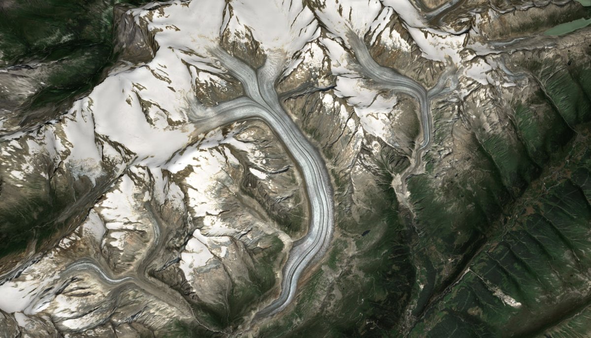 Alpenweerman's tweet photo. Het #Oberwallis en (Ober)goms vanuit de ruimte gezien (Sentinel-2, juli 22). Mooi te zien ook (ingezoomd) hoe de Grosse Aletschfirn, de Jungfraufirn en Ewigschneefeld zich verenigen bij de #Konkordiaplatz en vanaf daar de  #Aletschgletsjer vormen. Rechts ervan de Fieschergletsjer https://t.co/9A1IvC9qnT