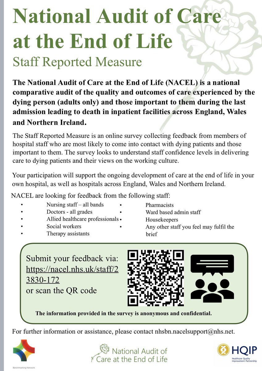 Calling all @LTHT_People who care for people at the end of their lives. Please will you share / complete this short survey? @LeedsHospitals @OncologyLeedsTH @JoRegan4 @LisaChiefNurse @ClareLSmith @CIwaniszak @ben_rhodes6 @BalcoCat @LindsayMutyava1 @millersarah3 @ali_cracknell