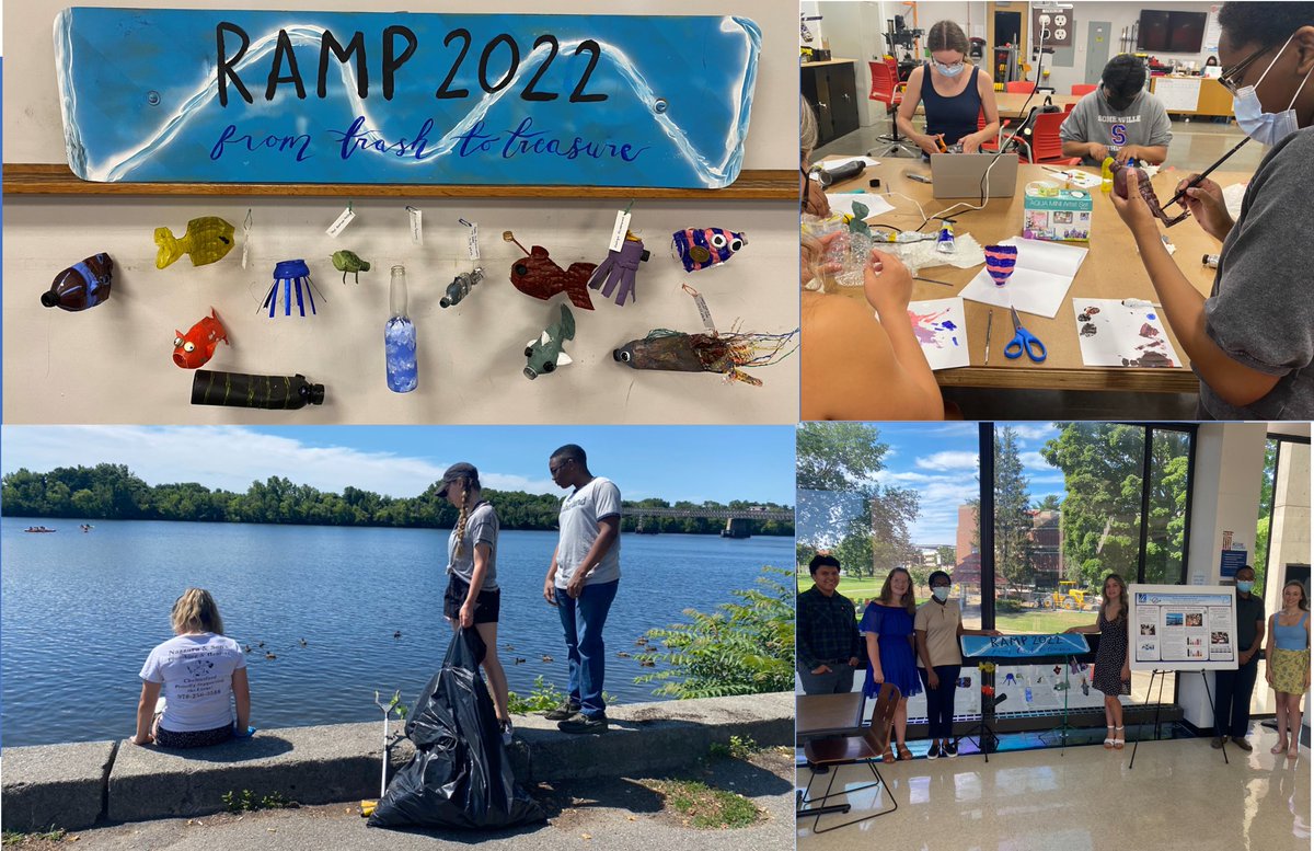 BurekLab's tweet image. #RAMP2022 students @UMassLowell – conducted #firstresearch From Trash to Treasure – Reducing riverwalk litter and #GHG emissions. They recovered 1200 of #litter, calculated GHGs of beverage containers using @earthstercycles  &amp;amp; created #mobileart  #facultymentor @JasminaBurek