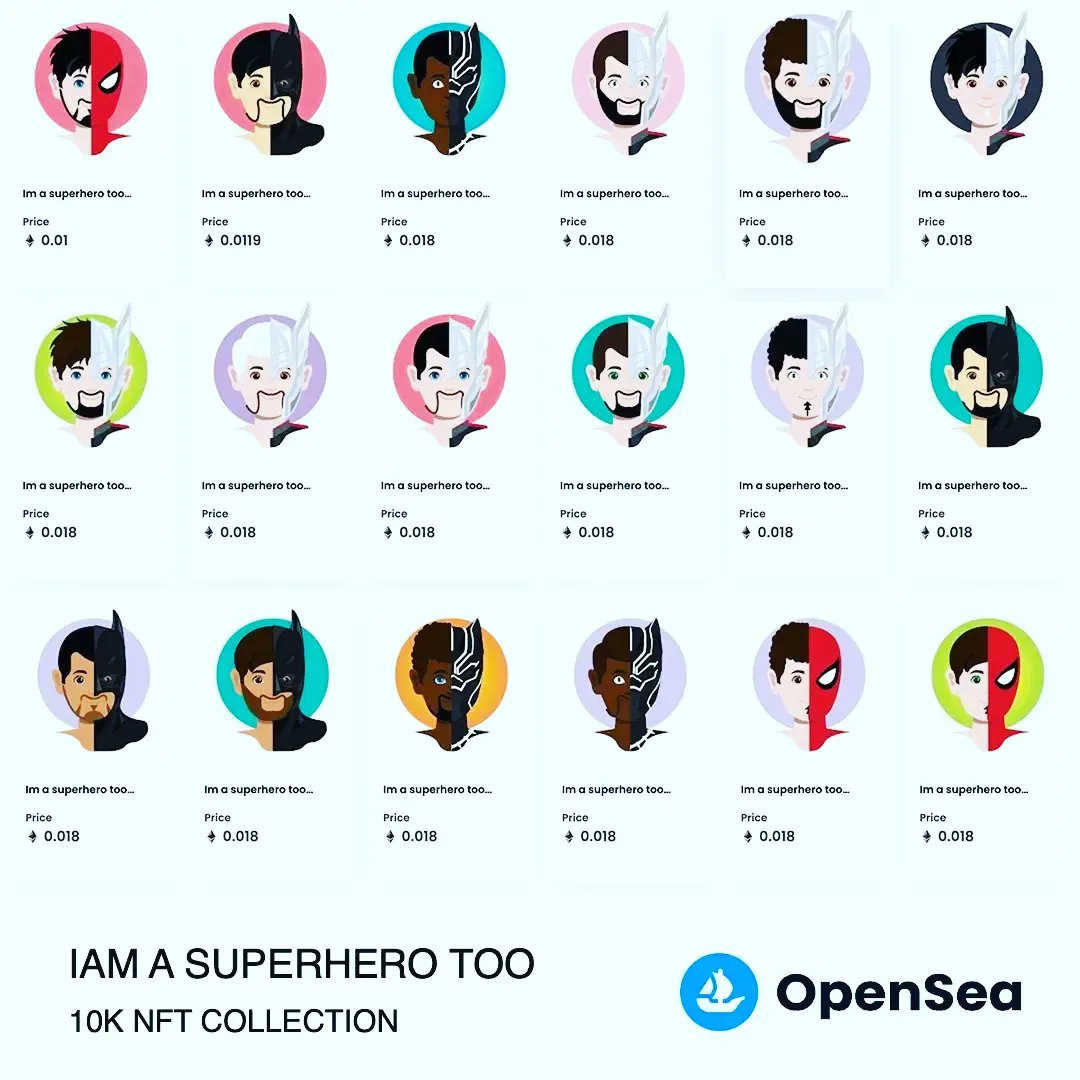 ImSuperheroToo's tweet photo. 1st set of 1.1K NFTs uploaded. More to goo ➡️https://t.co/o6pQBtTkHS
#iam_a_superhero_too
#NFTCommunity #Opensea #nfts #nft #nftart #nftcommunity #nftcollector #nftartist #crypto #DigitalArtist #twitter #viral #viralvideos #superhero #superheroes #elonmusk #cryptocurrency https://t.co/Bpf461jnVE