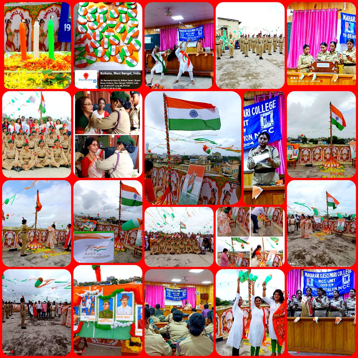 MkcNcc's tweet photo. As part of
 #Azadikeamritmahotsav
#HarGharTringa
3 days continue celebration
conducted by NCC unit of Maharani Kasiswari College,Kol B/WB &amp; S Dte at Shyambazar Kolkata. 
Flag hosting at the residents,Flag hosting at the college premises and cultural program by the cdts.
@nccwbskm https://t.co/h23xTnCVcG