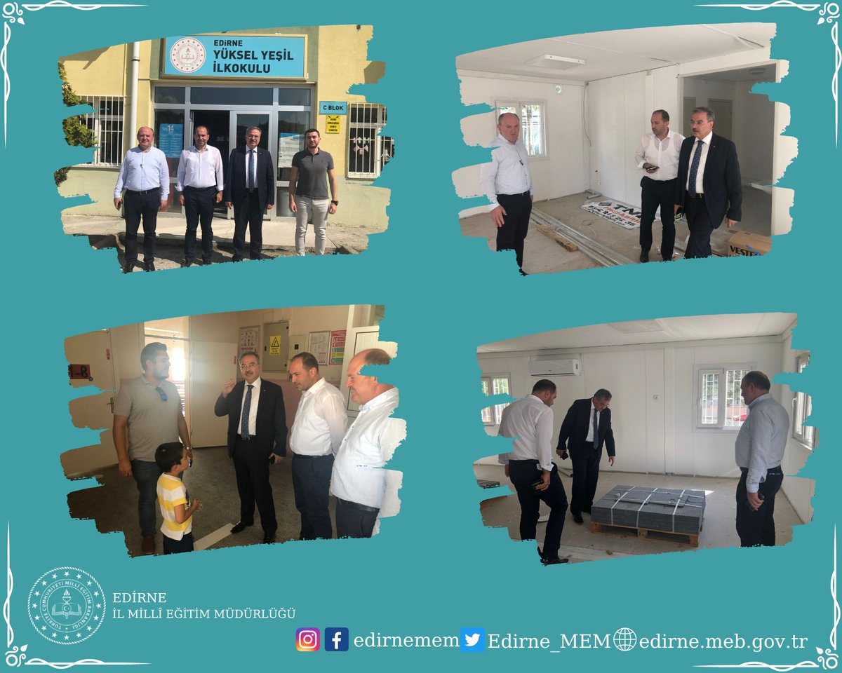 Edirne_MEM's tweet photo. İl Millî Eğitim Müdürümüz Sayın Dr. Önder Arpacı, beraberinde Müdür Yardımcılarımız ile Yüksel Yeşil İlkokulu'nu ziyaret ederek yeni eğitim öğretim yılına hazırlık çalışmalarını yerinde inceledi. 

@tcmeb @edirne_valiligi @Dr_Onderarpaci @EdirneYesil https://t.co/ySTIIPoCW0