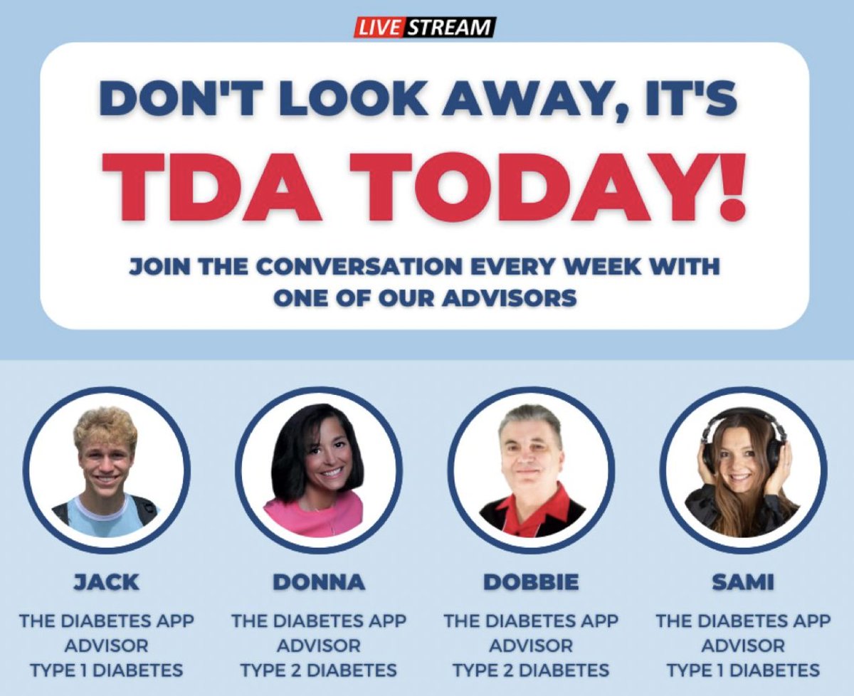 ZaboroskiSean's tweet photo. Join our #Livestream August 15th at 11:00 AM EDT on @thediabetesapp to discuss all things #diabetes. Once a week, we will have a surprise guest! https://t.co/K0p6iECS5l
