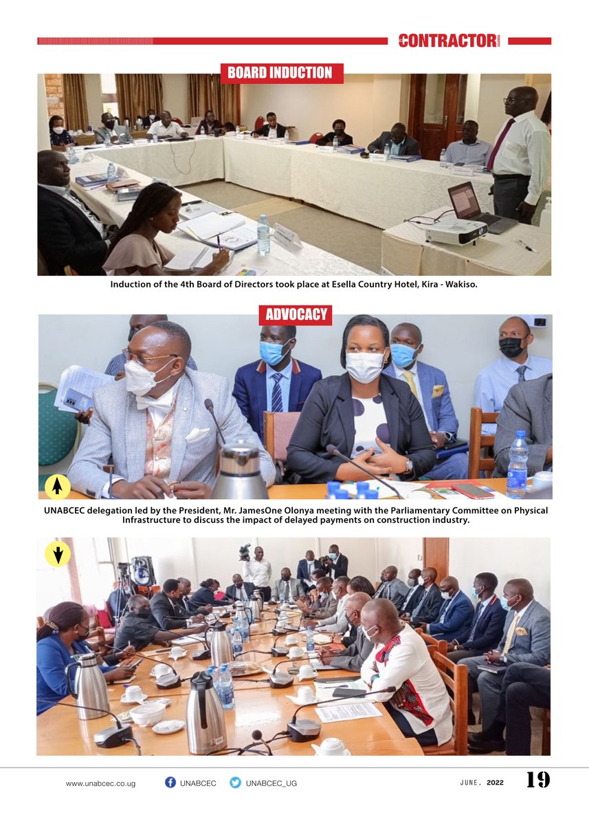 Some of our recent activities through the lens as captured in The Contractor Magazine Issue 18. 

Download a free copy here ➡️ drive.google.com/file/d/1XfeR8K…

#TheContractor18
@GenWamala @RKafeero @UNABCECPresidnt @ed_unabcec @PSF_Uganda @MATABACUS1