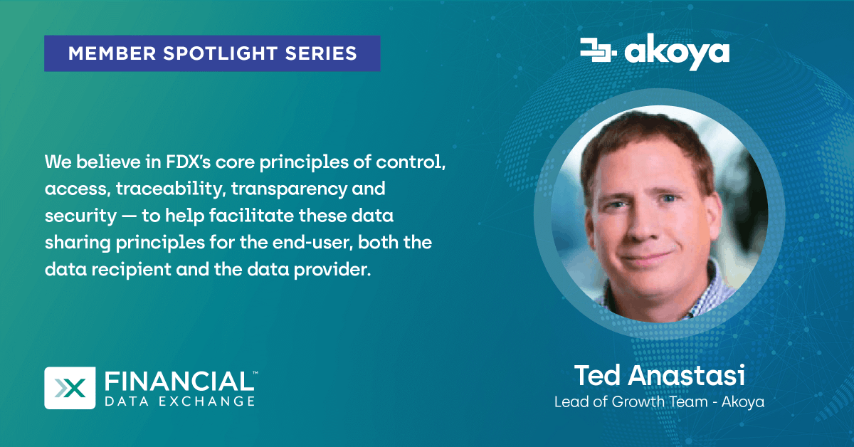 The best way to tell the FDX story is through the voice of our members! Check out our most recent Member Spotlight featuring a conversation with Ted Anastasi of <a href="/AkoyaNetwork/">Akoya</a>! 🌟

Read the full article here: bit.ly/3JYWT7g
