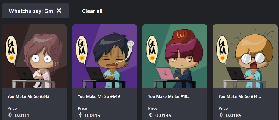 YouMakeMiSo's tweet photo. ☀️MISO GM SQUAD 🫡 Say it back!

One of our gm squad has been replaced by a bowlcut with speckies.

#NFTs #NFTcommunity #miso https://t.co/OKTxR7ek1O