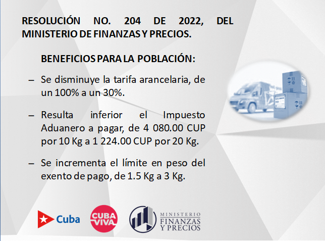 finanzasprecios's tweet photo. 🎯De acuerdo con la Resolución 204 de @finanzasprecios, publicada en la @gaceta_de No. 45 Extraordinaria del 28/7/2022 q entra en vigor este 15 de agosto, los beneficios arancelarios a la población que reciben envios desde el exterior👇son:
#FinanzasyPrecios 
#Cuba🇨🇺 https://t.co/6rz0LZHFvU