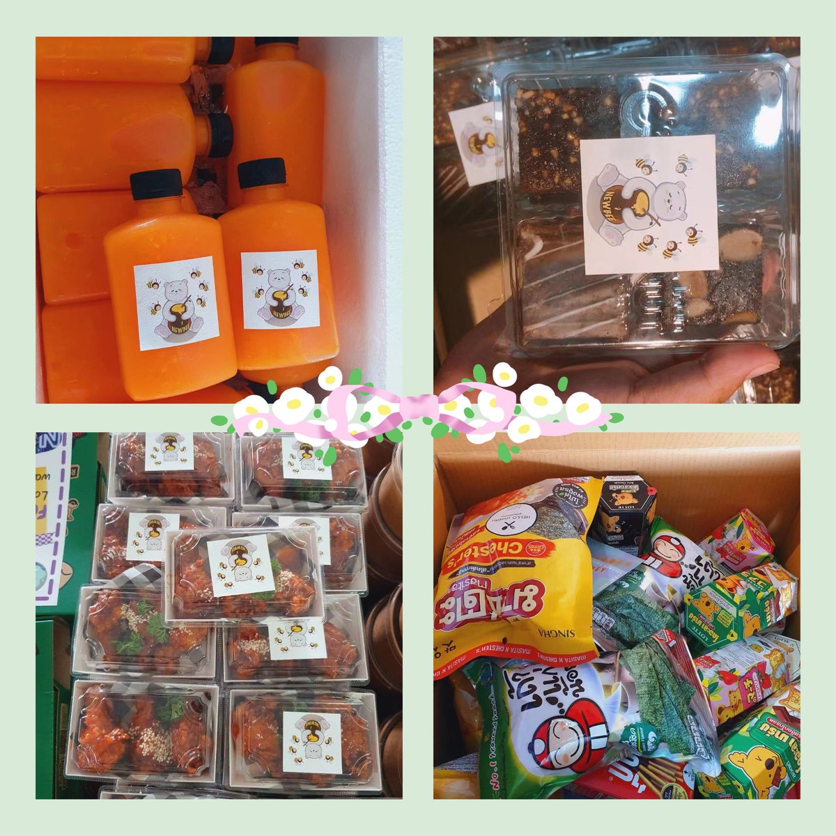 NEWBEE_CNHoney's tweet photo. #TheWarpEffect  Food Support
🎉祝剧组杀青大吉！

A special snack bag,for 1 set 
@new_thitipoom
好好休息哦💕

Juice 50 button 
Chicken 50  box 
Brownie for 20 pieces 

Thanks for your always help🙏@newwieeland_FC 
@HelloThirteen_ @Mm0d04 

#newwiee https://t.co/MMSpqcYgV5
