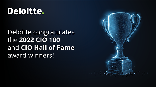 DeloitteUS's tweet photo. We are proud to sponsor the #CIO100 and #CIOHOF awards. Congratulations to all the winners and we are looking forward to the 35th annual event to celebrate your excellence in technology. https://t.co/Ih6oRFZP0s https://t.co/l24rMXqc5R