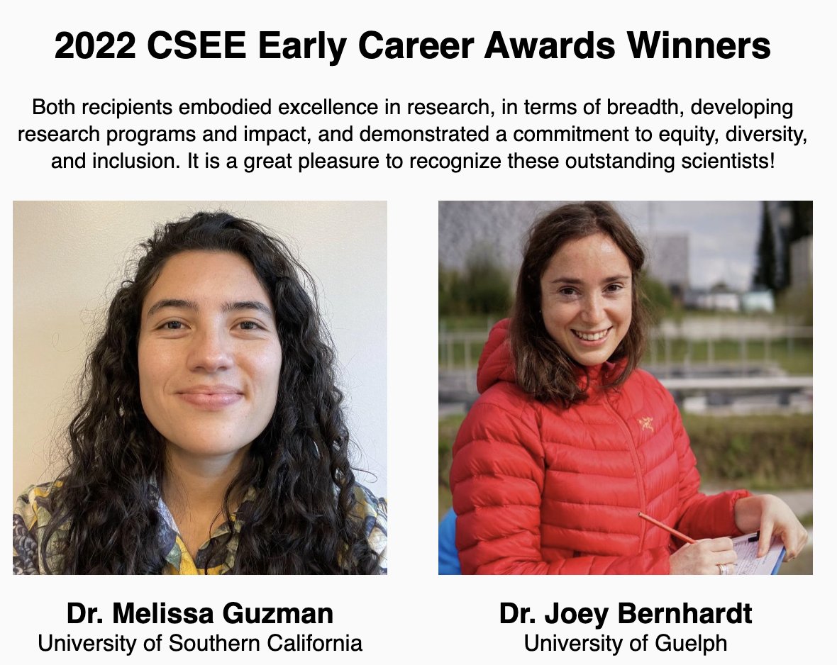 #ESA2022 #CSEE2022 ICYMI, Melissa Guzman and I are giving talks tomorrow (Tuesday from 3:30-5pm) in 516C -- [it's listed in the program as a @CSEE_SCEE 'social event', so it's not obvious we will be giving talks, but we will!] Hope to see you there! eventscribe.net/2022/ESA/fsPop…