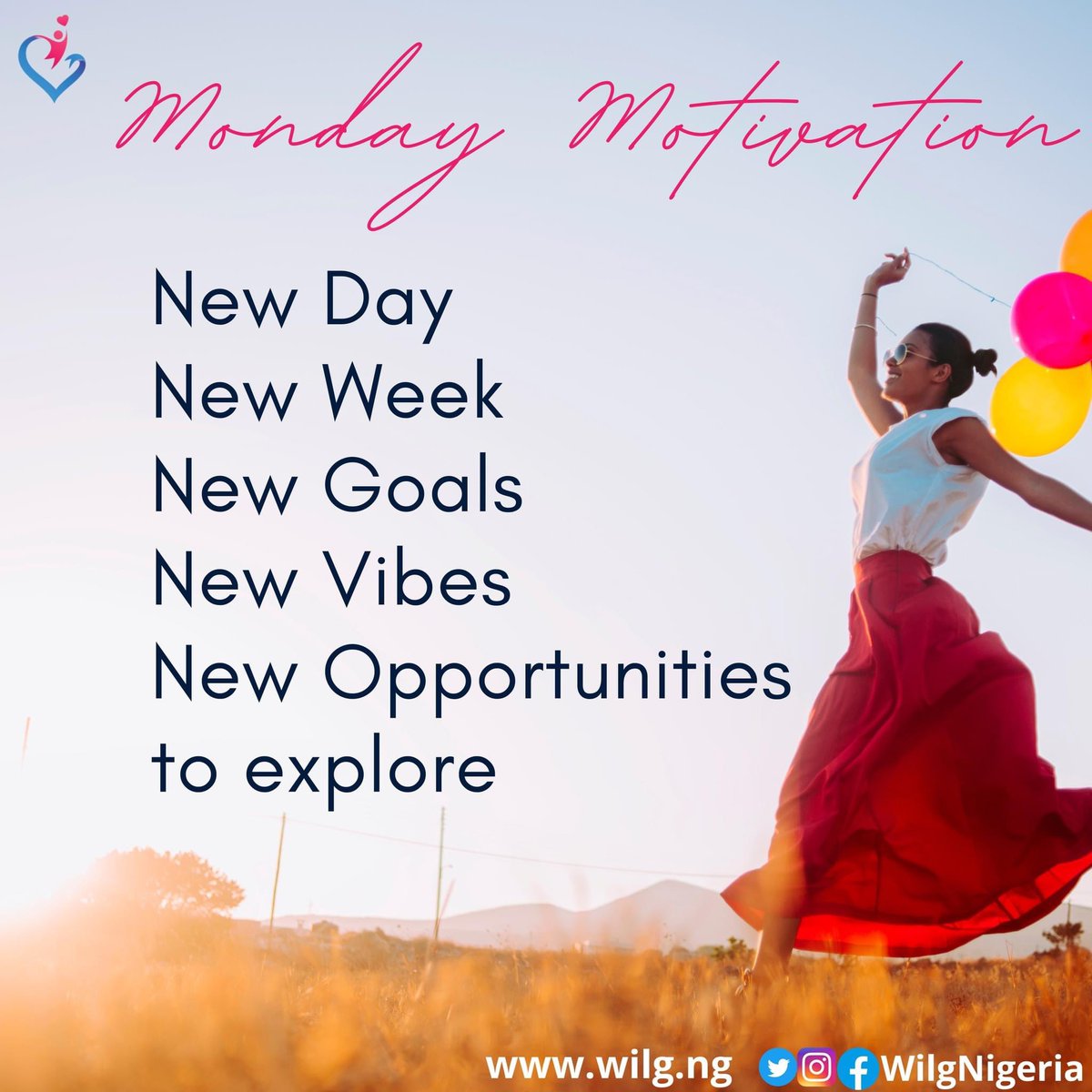 WiLGNigeria's tweet photo. New Day 💃🏾
New Week 💃🏾
New Goals 💃🏾
New Vibes 💃🏾
New Opportunities to explore. 💃🏾
#GenerationEquality #August #WiLGNigeria #womensrights #humanrights #2022 #Advocacy #wilglearningspaces #youths #Nigeria #MondayMotivation
#MondayVibes #mondaythoughts https://t.co/TWE47Xvihb