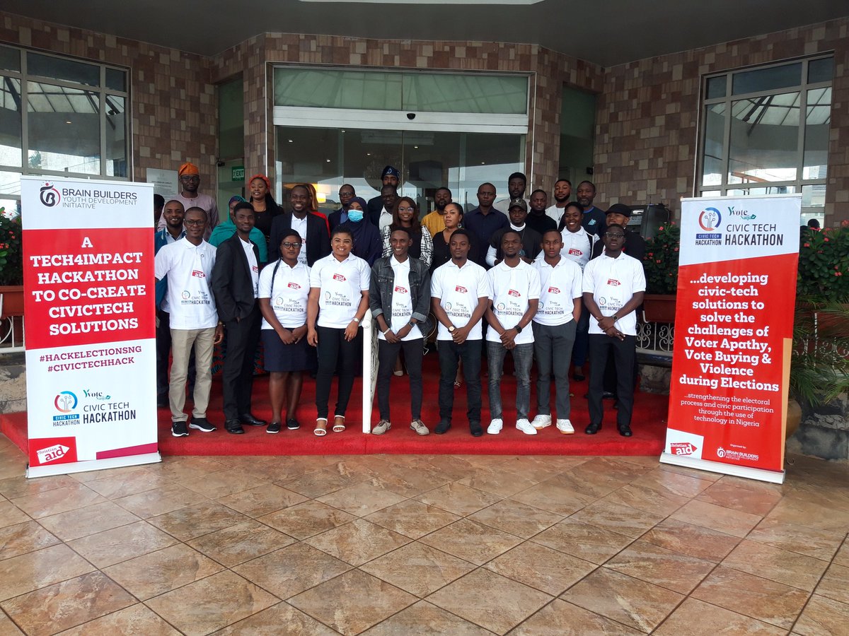 yvotenaija's tweet photo. With that we come to the end of the #CivicTechHack
We thank all the innovators, Judges, spokespeople and everyone who supported us through all the processes. https://t.co/w0U7ujuSyn