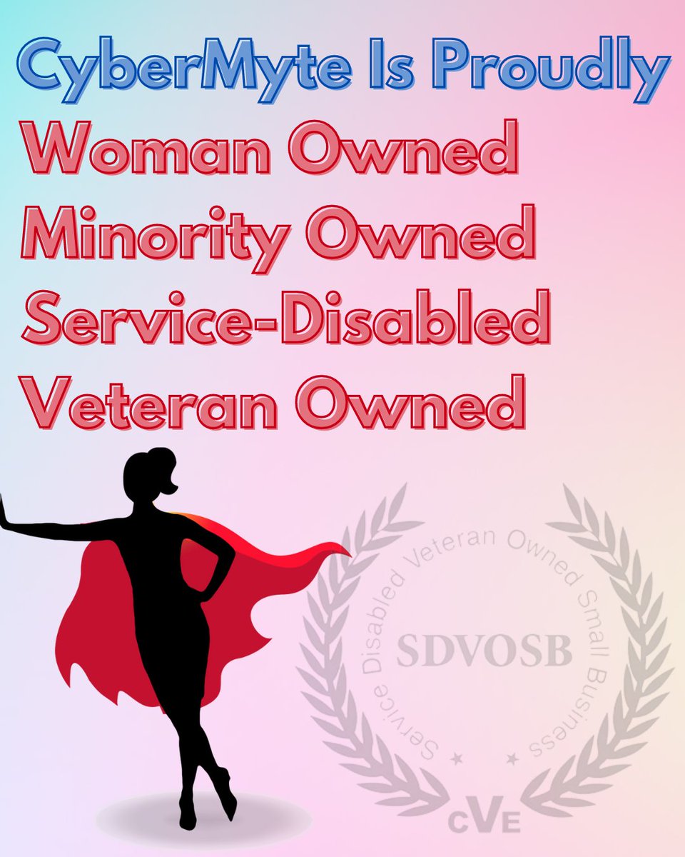 CyberMyteTeam's tweet photo. Proud to be #womanowned, #minorityowned, &amp; #servicedisabledveteranowned 💪 #sdvosb #SmallBusiness #cybersecurity https://t.co/HsLJMm5g1u