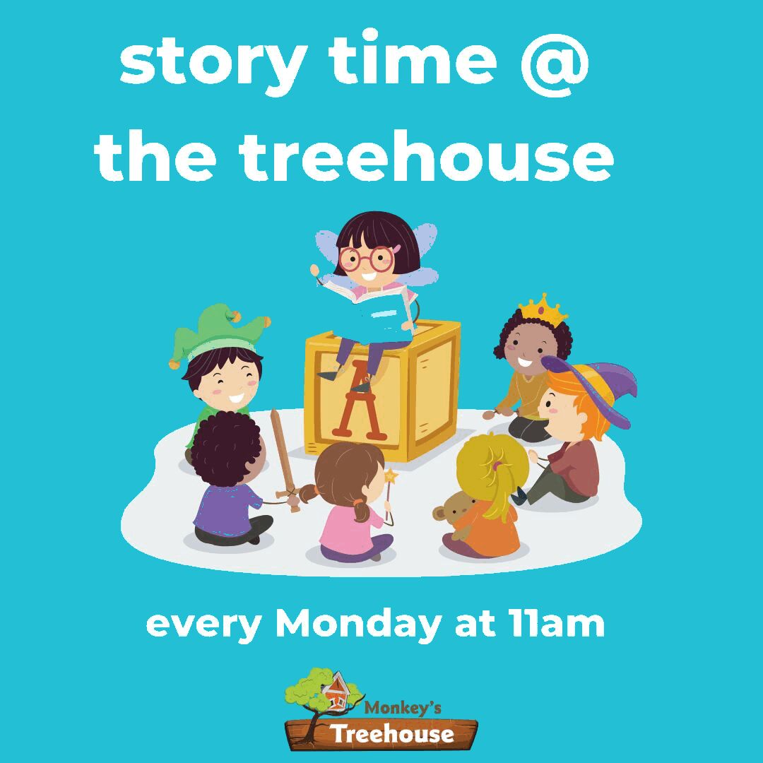 MnkeysTreehouse's tweet photo. Happy Monday ! We hope you are having an awesome day. Join us for story time today at 11am. You can purchase your day pass online at https://t.co/BVmNu1KBRK or in person with one of our friendly associates. Hope to see you soon 😊 https://t.co/9oXSEb84sj