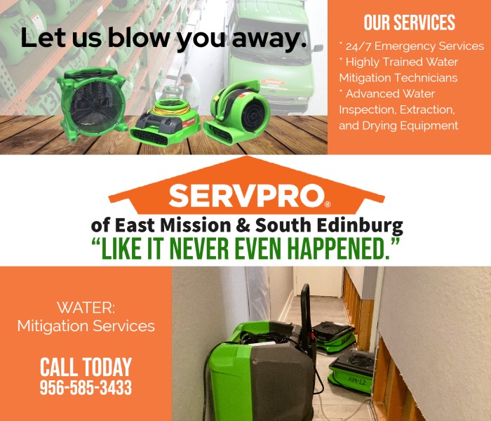 At #SERVPRO we provide 24/7 #emergency services to be there for you no matter what time or day of the week it is.
.
If you've started a #claim with your #insurance or you're looking for more information contact us at 956-585-3433 servproeastmissionsouthedinburg.com/water-damage-r…