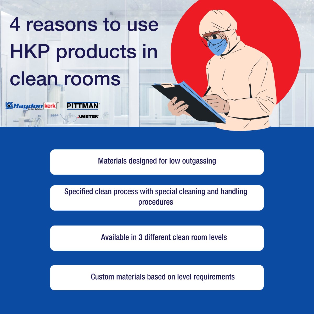 ametek_hkp's tweet photo. We (HKP)  provide application specific products designed to limit contaminants and outgassing to ensure you can get your job done as fast as possible. Lear more here:
https://t.co/O03esViHpR
#plasticinjectionmolding #cleanroom #cleanroomdesign https://t.co/2KCkOXUbuU
