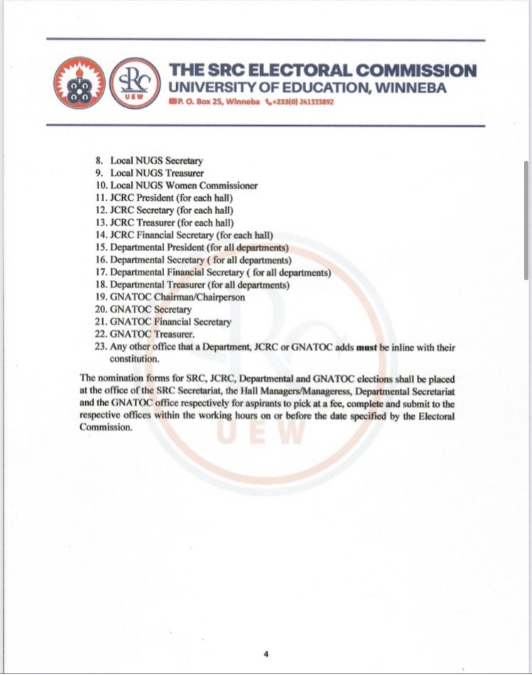 UEWelections's tweet image. Hi people of UEW. This is the Constitutional instrument presented by the EC