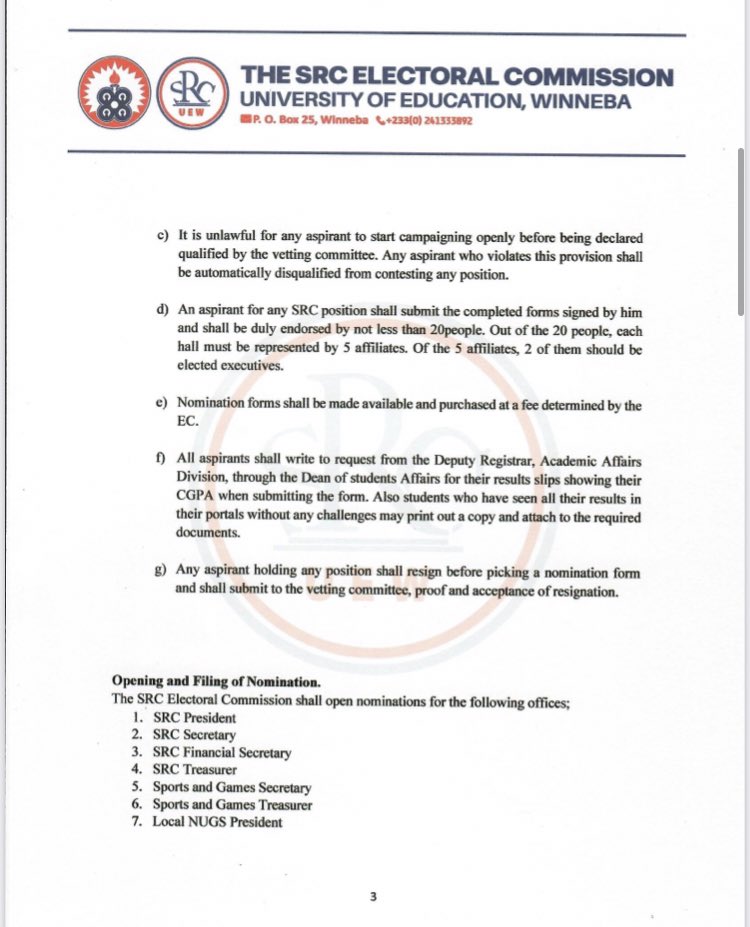 UEWelections's tweet image. Hi people of UEW. This is the Constitutional instrument presented by the EC
