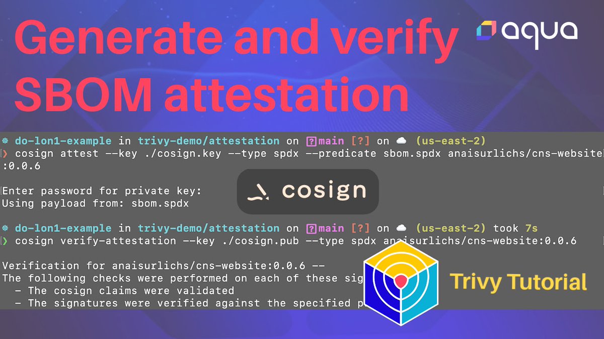 👀Have you heard of SBOM, have you heard of SBOM attestation?

In this video, I explain both but, most importantly, show you how to
✨create an SBOM
✨generate an attestation with Cosign from <a href="/projectsigstore/">sigstore</a> 
&amp; verify the attestation
&amp; much more

Video:
youtu.be/nF15vzo5Gts