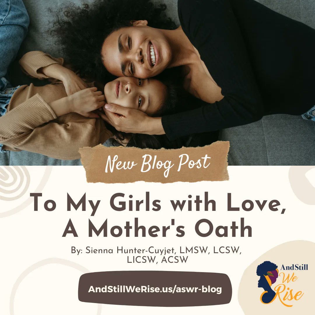 ASWRTweet's tweet photo. Take a look at this month's #mentalhealth #blog, "To My Girls with Love, A Mother's Oath" written by Sienna Hunter-Cuyjet, LMSW, LCSW, LICSW, ACSW: https://t.co/3ZyvuwwOz6
#motherslove #newblogposts #daughters #womenofcolor https://t.co/V7lUpRwxT5