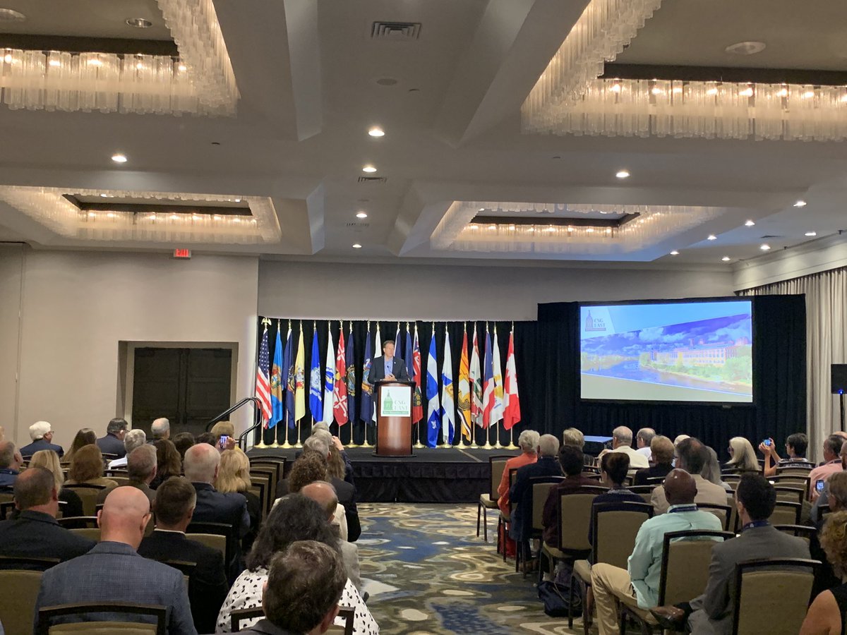 QuebecBoston's tweet photo. Governor @ChrisSununu opens the #CSGEast conference in Manchester NH - highlighting the importance of North America working together in forums like this 🤝 

@QuebecBoston &amp; @QuebecNewYork are proud to sponsor this annual conference #QcUS ⚜️🇺🇸 https://t.co/REPJd5SImY