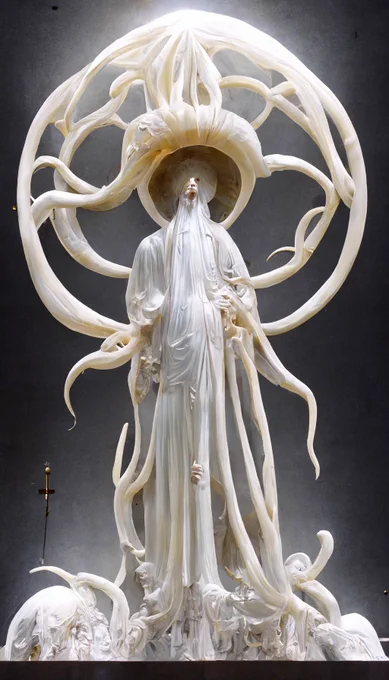 ①空飛ぶスパゲッティモンスターの降臨(前1世紀、ギリシャ)②乙女に祝福を与える空飛ぶスパゲッティモンスター(2世紀、ローマ)※いずれもナポリ国立考古学博物館収蔵#Midjourney 