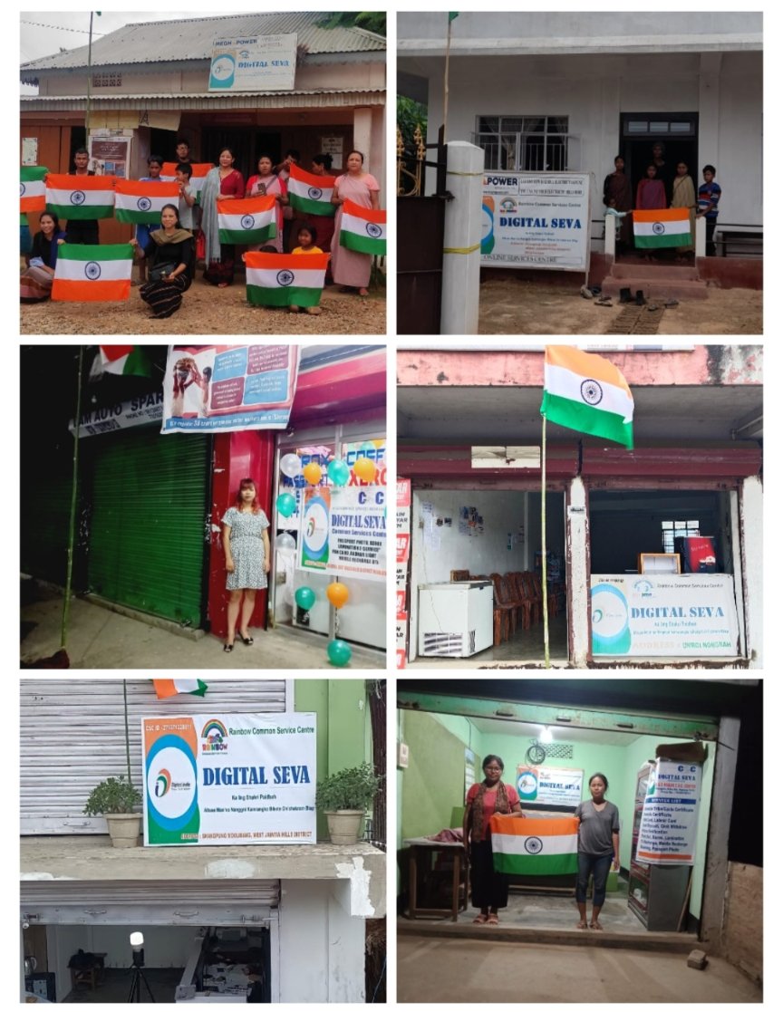 CSCMeghalaya's tweet photo. Glimpses of Independence Day Celebrations at CSCs across Meghalaya.

#HarGharTiranga 
#IndependenceDay2022 
#IndiaAt75 

@CSCegov_ @dintya15 @ceo_csc https://t.co/7C1Ax0V8sA