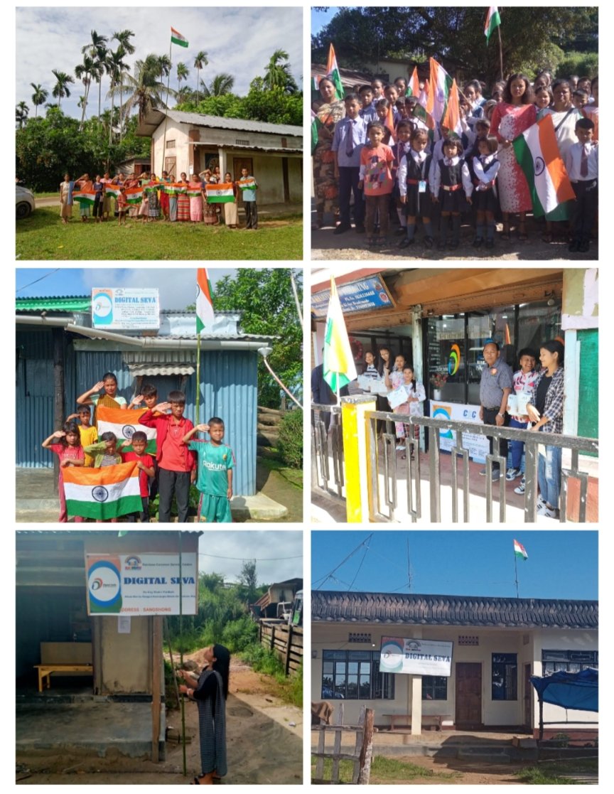 CSCMeghalaya's tweet photo. Glimpses of Independence Day Celebrations at CSCs across Meghalaya.

#HarGharTiranga 
#IndependenceDay2022 
#IndiaAt75 

@CSCegov_ @dintya15 @ceo_csc https://t.co/7C1Ax0V8sA