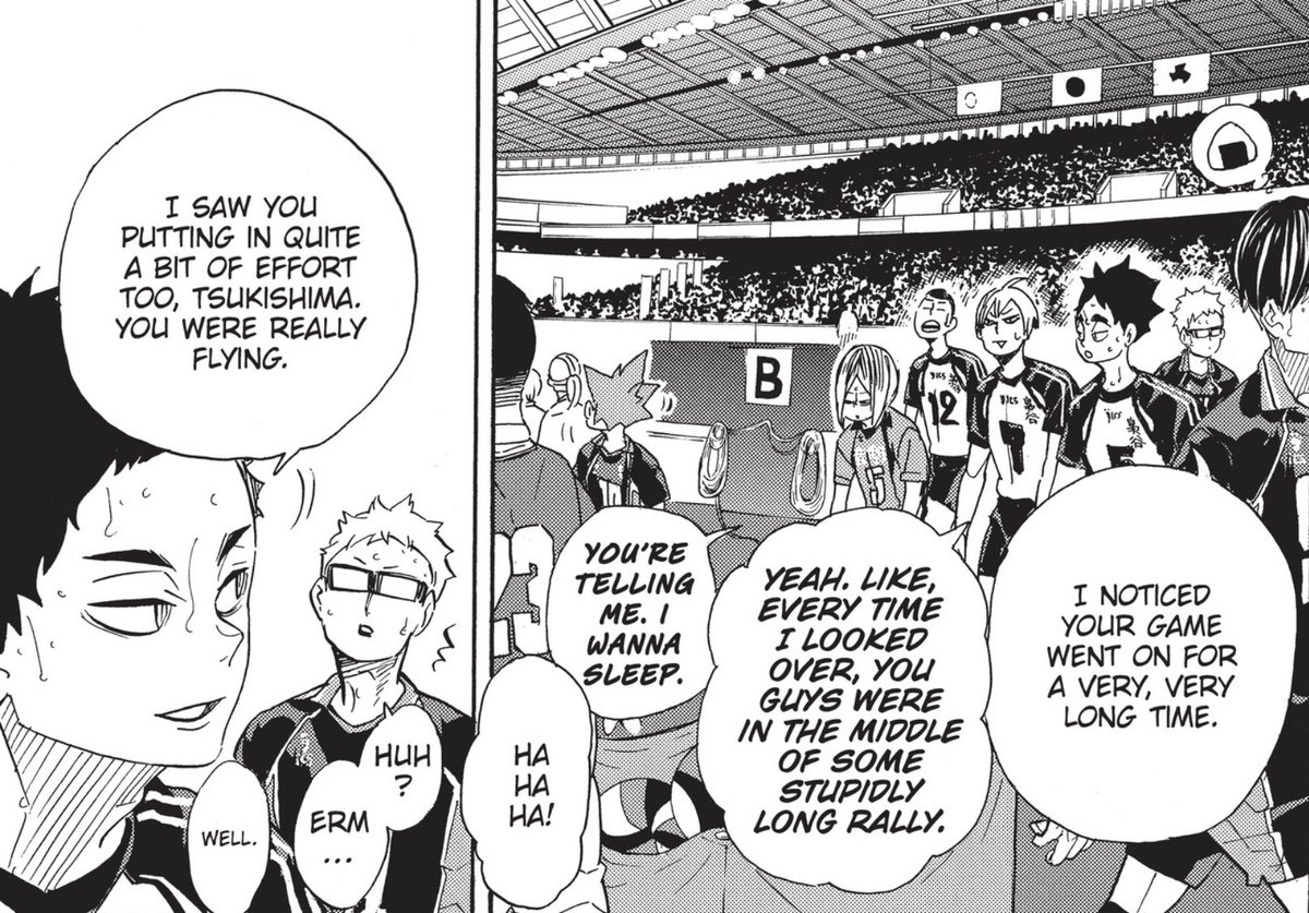 lavendori's tweet photo. if tsukki was a participant in the special match i feel like he &amp; tokyo folks could’ve had more interactions like this 🥺 https://t.co/PTKIdXUJKL