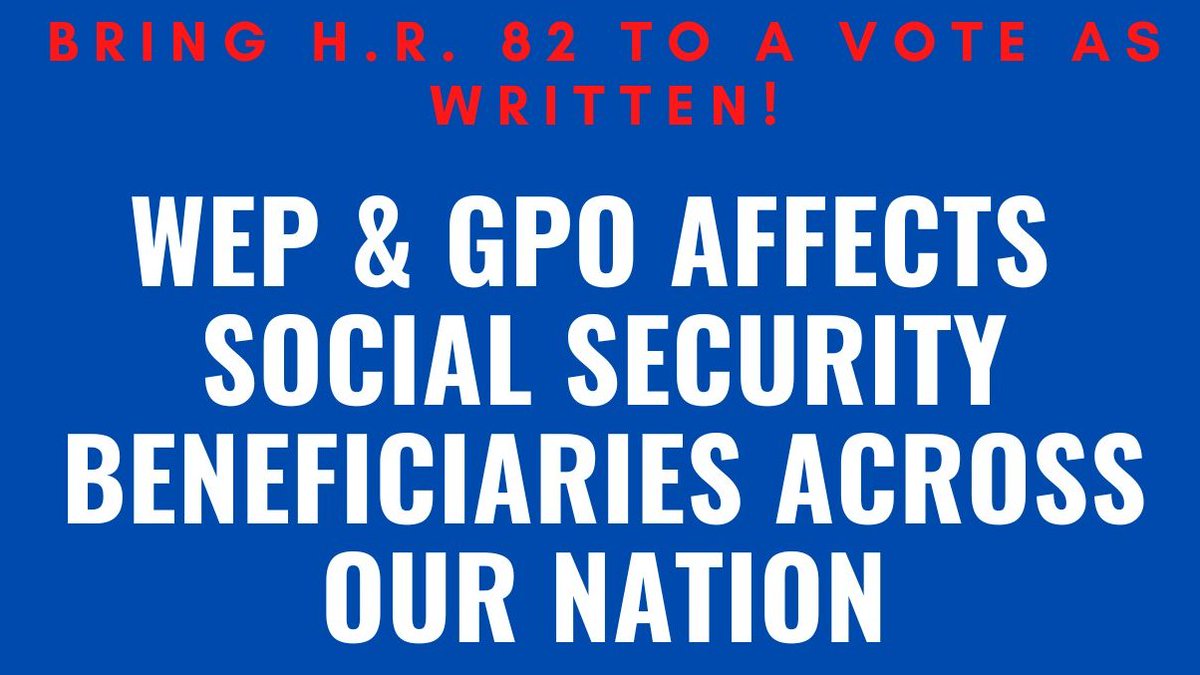 Gacorvette's tweet photo. DO WHAT IS RIGHT! OVER 3Million RETIRED SENIORS ARE AFFECTED! Teachers, Firemen,Police officers,P.O.Workers.. WE HAVE ENORMOUS BIPARTISAN SUPPORT! 295 CO-SPONSORS are for H.R. 82! @SpeakerPelosi PLEASE put on floor for VOTE NOW!#SocialsecurityfairnessAct #RepealWEP #RepealGPOWE https://t.co/VSqd2pOEgk