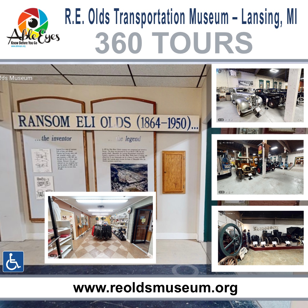 GoAbleVu's tweet photo. R.E. Olds Transportation Museum – Lansing, MI. The R.E. Olds Transportation Museum and the Bates… @ableeyes.org/virtual-tours/r-e-olds-transportation-museum-lansing-mi/ # AbleEyesAccessible #AbleEyes #Accessibility #KnowBeforeYouGo #VirtualTours #Autism #Anxiety #Disability https://t.co/XRq9vRDgNV