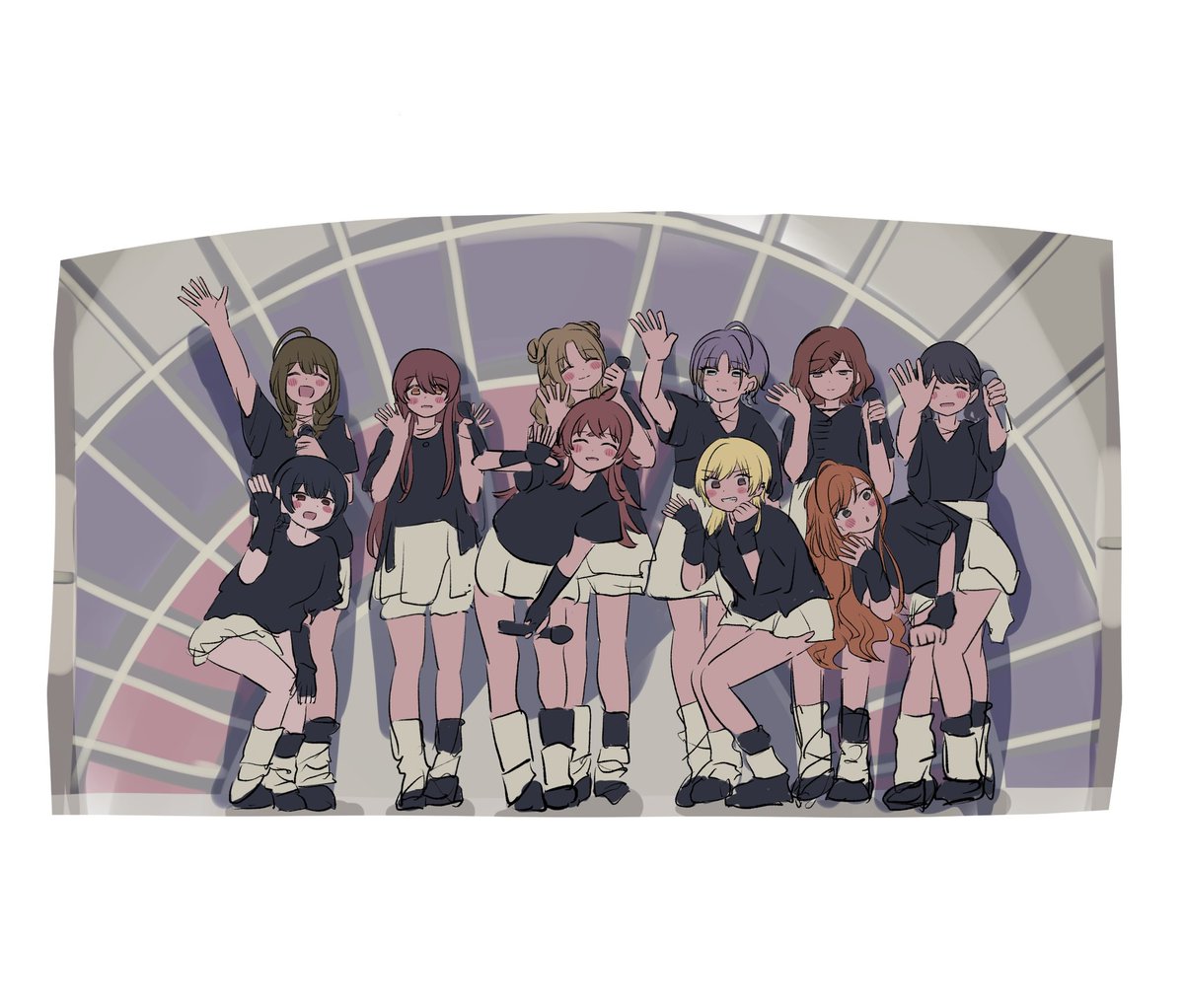 asakura toru ,higuchi madoka ,ichikawa hinana ,kuwayama chiyuki multiple girls brown hair blonde hair 6+girls black hair group picture long hair  illustration images