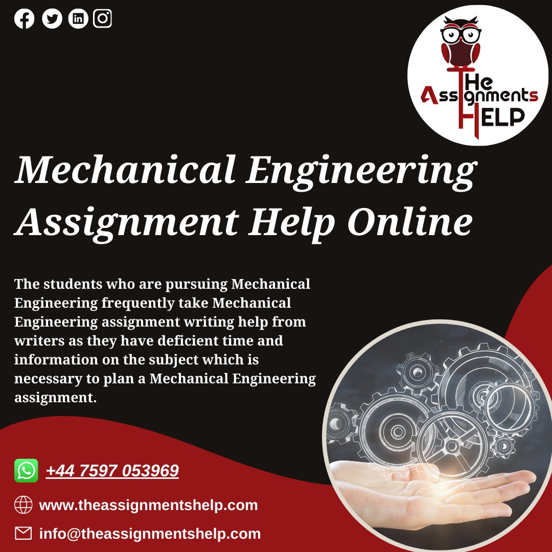 tasignmentshelp's tweet image. Be confident! Because you choose our Mechanical Engineering Assignment Help services. 
Order your task Now.
#mechanicalengineering #mechanicalengineeringassignment #mechanicalengineeringassignmenthelp #onlineassignmenthelp #writingassignment #writinghelp #theassignmensthelp