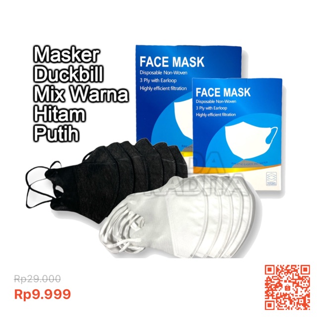 sarrahamzah's tweet photo. Temukan Masker Duckbill Duckbil 50 Pcs Murah 1Box Putih Hitam dengan potongan 66%! Hanya Rp9.999. Dapatkan segera di Shopee! https://t.co/cUdeif0O05 #ShopeeID #RACUNSHOPEE https://t.co/NArYJSm1iQ