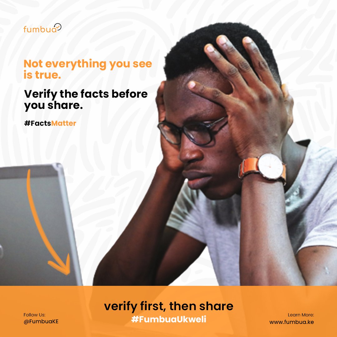 Ebookske3's tweet photo. Wakenya,
Tusikubali misinformation to bring conflicts especially now when the internet is awash with fake news from bloggers & politicians.
Kumbuka ONLY IEBC will announce the winner of the presidential race.
Verify first, then share!!
@FumbuaKE
#FactsMatter
#DumishaUkweli https://t.co/ri0j0A1Yce