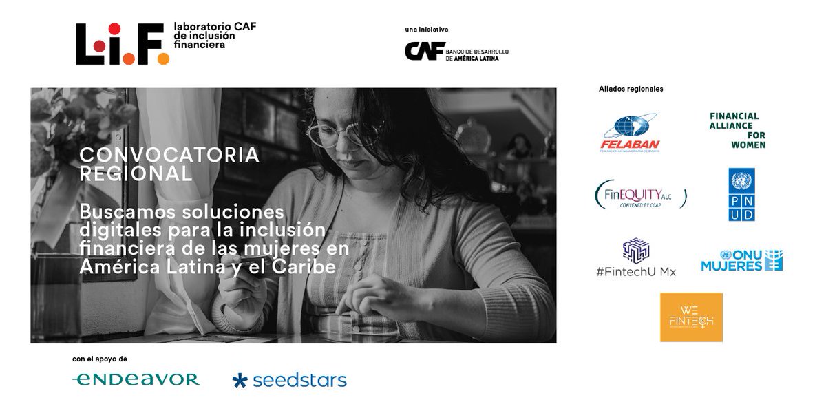 FintechUmx1's tweet photo. 📢🙋‍♀️💳¡Estamos felices de anunciar el regreso de nuestro #LifCAF! @AgendaCAF
En esta edición regional contamos con el apoyo de 
@EndeavorCol y @Seedstars

📝¡Invitamos a todos los interesados a presentar sus postulaciones antes de este 9 de septiembre! 
👉 https://t.co/GtvqpJecia https://t.co/WTRK53QryT