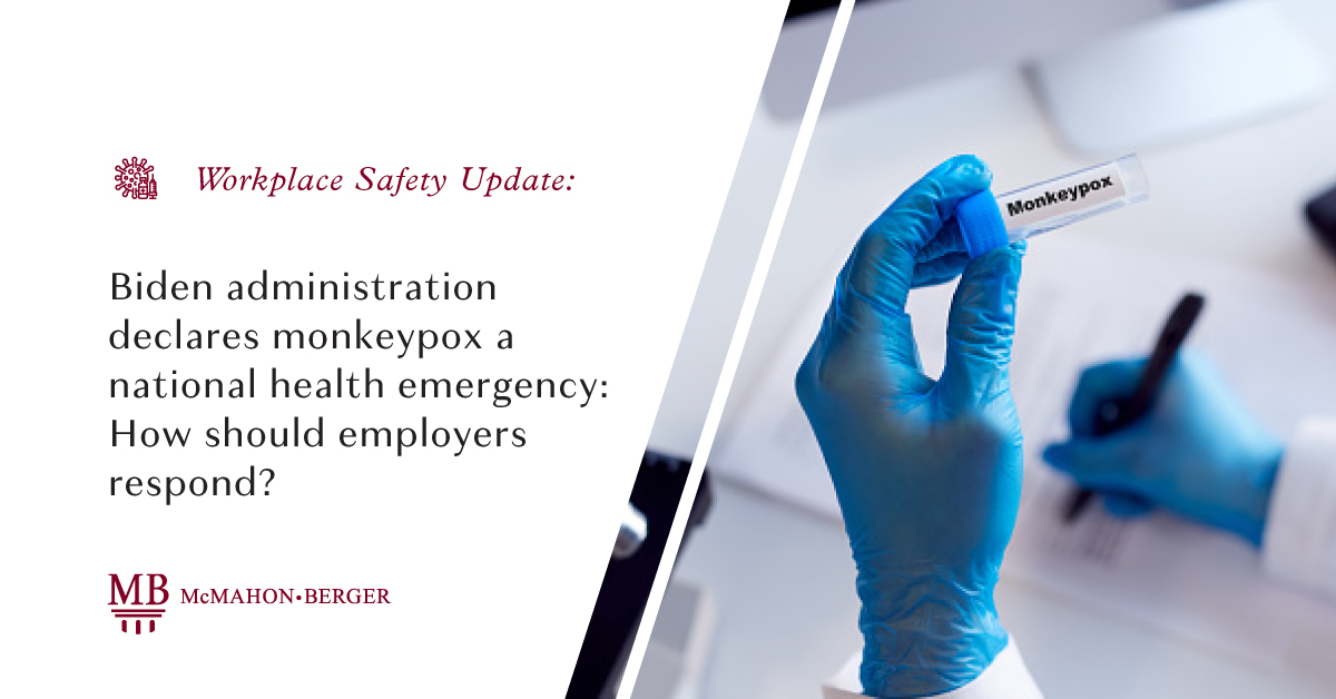 Considerations include allowing time off for employees to get tested or to recover from the virus, as well as maintaining good hygiene and cleaning protocols. Contact McMahon Berger for assistance when updating workplace safety policies: hhs.gov/about/news/202…