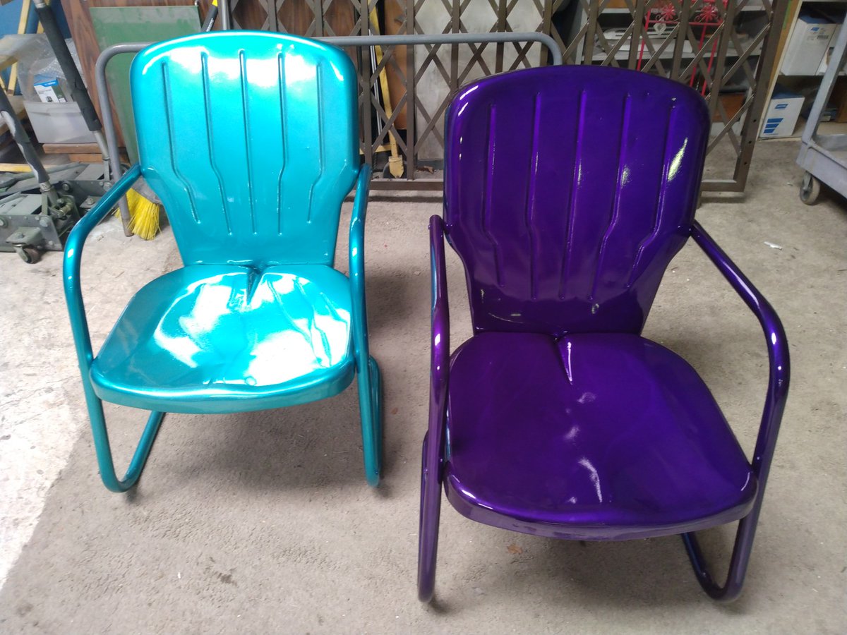 diamondpowderc's tweet photo. Wonderful work and wonderful color!
Guys really made a good job on these chairs
Before and after
#beforeandafter#powdercoated #atx #coat #coating #outdoorfurniture #chairs #color #powder #powdercoating #powdercoatlife #atxpowdercoating #austin #beforeandafter https://t.co/wMtLKwHfIv