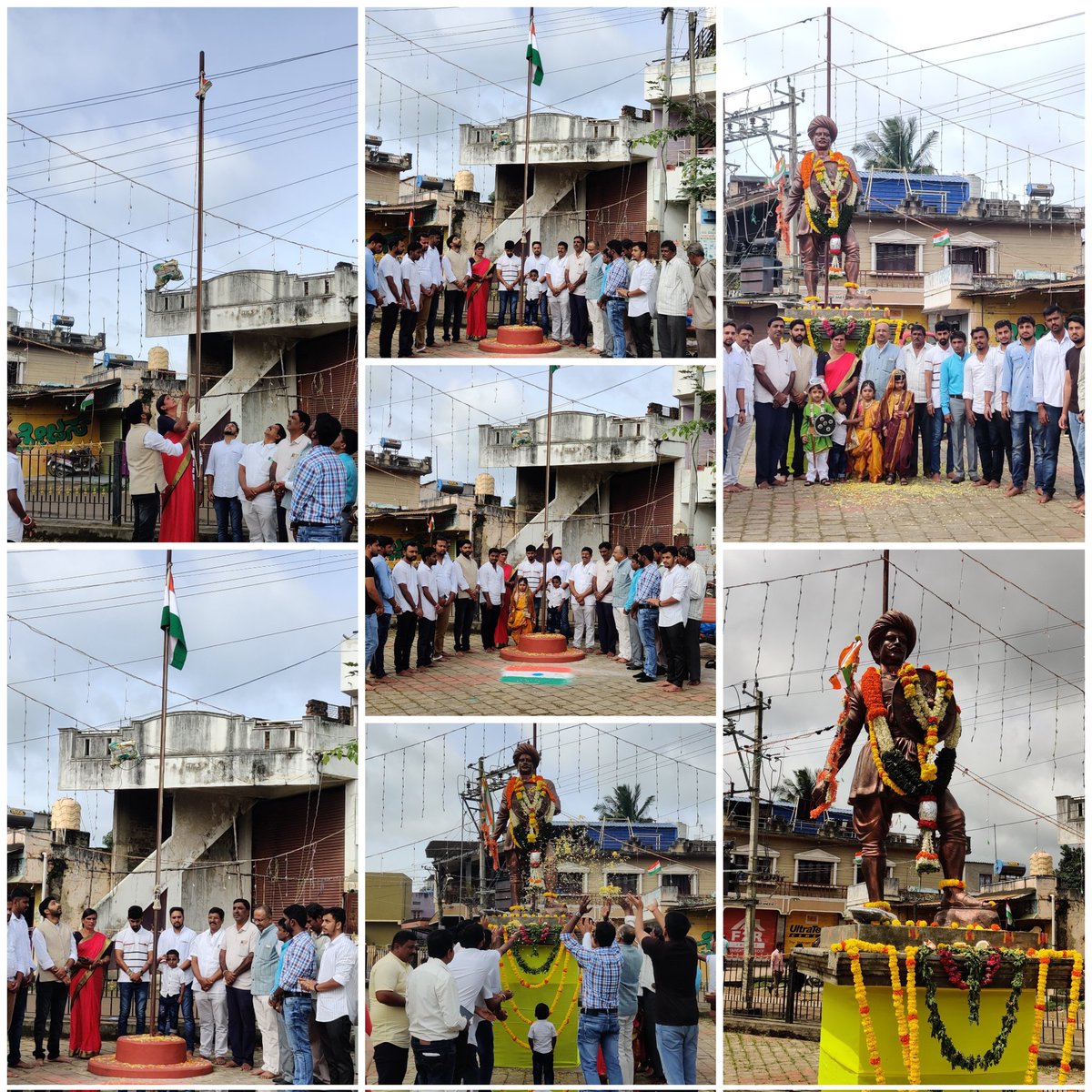 DarshanTC2's tweet photo. India Independence Amrita Mahotsava and 224th Krantiveer Sangolli Rayanna Festival were celebrated in Tarikere by flag hoisting for the first time by a transgender person at Krantiveer Sangolli Rayanna Youth Forum (R) of the town @siddaramaiah @BSBommai @Nyksindia @YASMinistry https://t.co/ICZgeKZX72