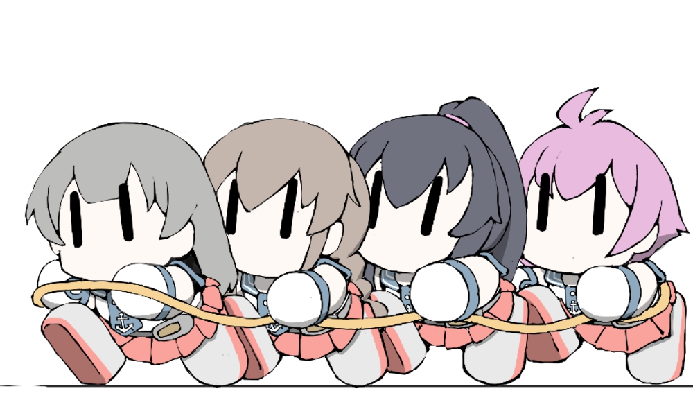 agano (kancolle) ,noshiro (kancolle) ,sakawa (kancolle) ,yahagi (kancolle) no mouth 4girls skirt multiple girls | | red skirt white background  illustration images