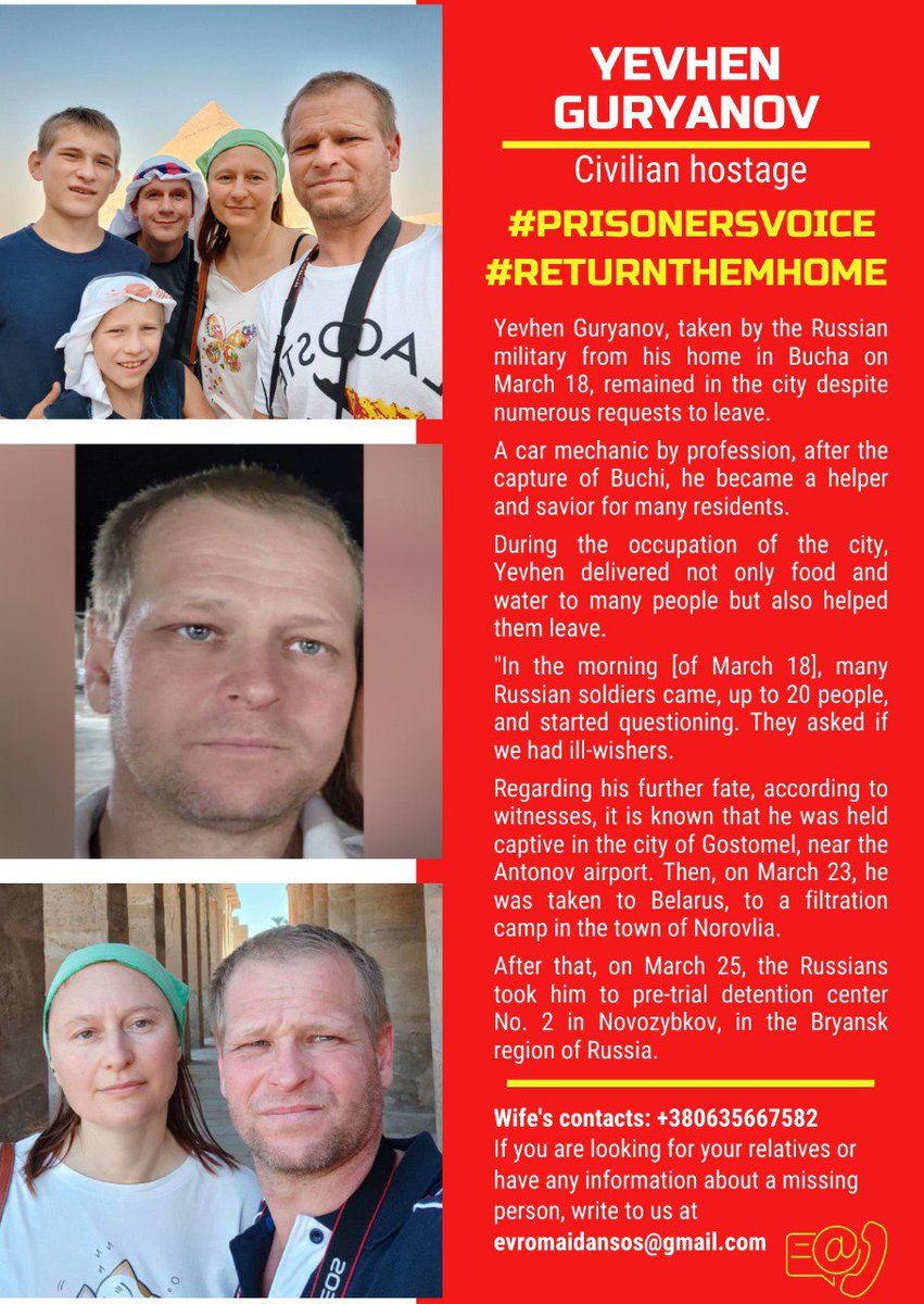 ccl_ua's tweet photo. Nataliya Kulakivska has been looking for her husband, Yevhen Guryanov, for more than 5 months. It was captured by the Russian invaders in March of this year⬇️
#ReturnThemHome @ICRC @OSCE  #PrisonersVoice
https://t.co/qlJAdyRsL8 https://t.co/mqVbZOXUIU