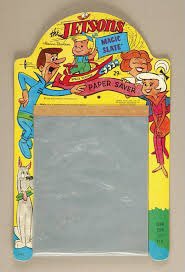nostalgiapix25's tweet photo. Vintage ‘The Jetsons’ magic slate. Perfect for long car trips. #TheJetsons #toy #magicslate #cartrips #vintage #classic #retro #nostalgia #memories https://t.co/HSAEXtajml