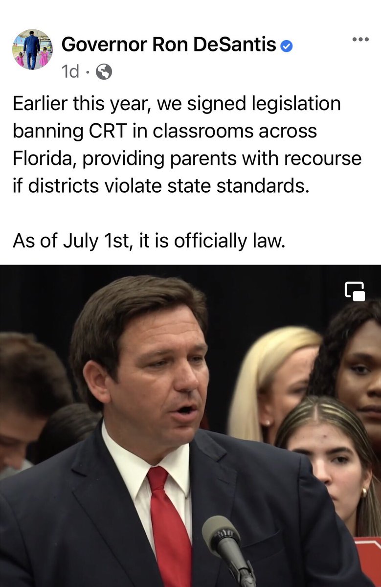 churley7111's tweet photo. @JDawsonTweets @thehill #DeMonster has been gaslighting Floridians about CRT that has NEVER existed in any public schools. It’s only been taught in law schools.
This is about gaining votes with our large Military base in Florida @votevets @VetsAgnstTrump @CharlieCrist @RepValDemings
#VoteBlueNov 8th💙 https://t.co/gRZEMLvSdJ