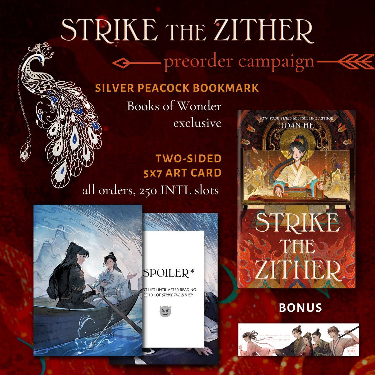 Joan 🦚 STRIKE THE ZITHER up next (@joanhewrites) on Twitter photo 2022-08-15 14:29:59 IT'S STRIKE THE ZITHER PREORDER TIME 🔥 up for grabs are: - a 2 sided art card by @velinxi (close ups in thread) - a silver peacock bookmark if ordering through @BooksofWonder open INTL, but <70 spots left submit receipt & full details: bit.ly/receiptsSTZ IT'S STRIKE THE ZITHER PREORDER TIME 🔥 up for grabs are: - a 2 sided art card by @velinxi (close ups in thread) - a silver peacock bookmark if ordering through @BooksofWonder open INTL, but <70 spots left submit receipt & full details: bit.ly/receiptsSTZ