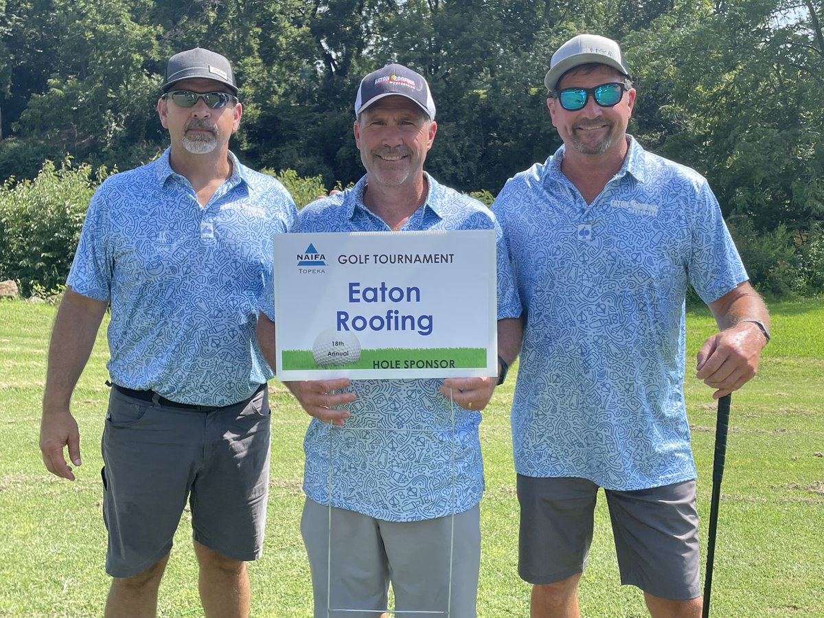 A few weeks ago, our team divided and conquered three golf courses to support three different organizations. Thanks to <a href="/pinsandaces/">pins and aces</a> they looked good doing it!
Roger, Dave, &amp; Jerry supported <a href="/NAIFA/">NAIFA</a> Topeka's annual tournament benefiting Ronald McDonald House Charities of NE KS.