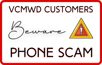 vcmwd's tweet photo. Please be aware that individuals may try to impersonate VCMWD staff in person or over the phone. Be advised that our staff does NOT solicit credit card or personal info by phone. VCMWD will not demand immediate payment of your water bill by credit card over the phone. https://t.co/bWTtq9k51U