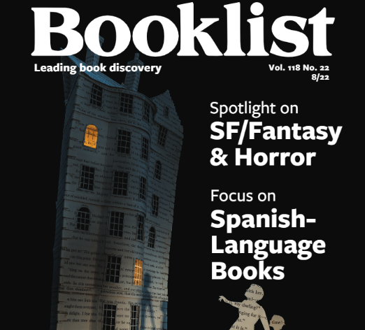 Closeup of August 2022 issue of BOOKLIST