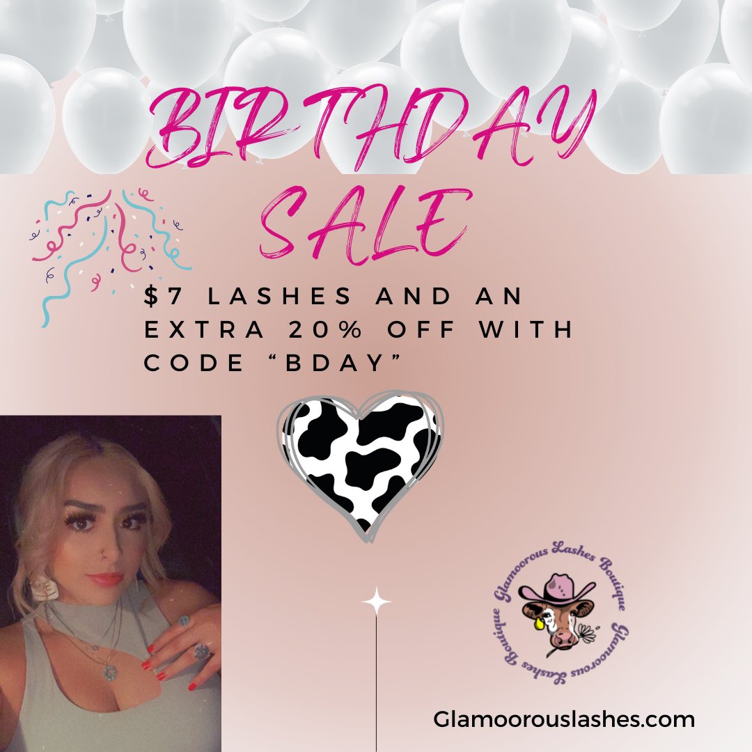 GlaMOOrous_'s tweet photo. LETS CELEBRATE MY BIRTHDAYYYY 

From today until August 24th

$7 lashes plus an extra 20% off with code “BDAY” at checkout !!!
Shop lashes and outfits ❣️
Purchase 3+lashes and I’ll throw in some goodies 👀💞 https://t.co/t0IiKMSjYB